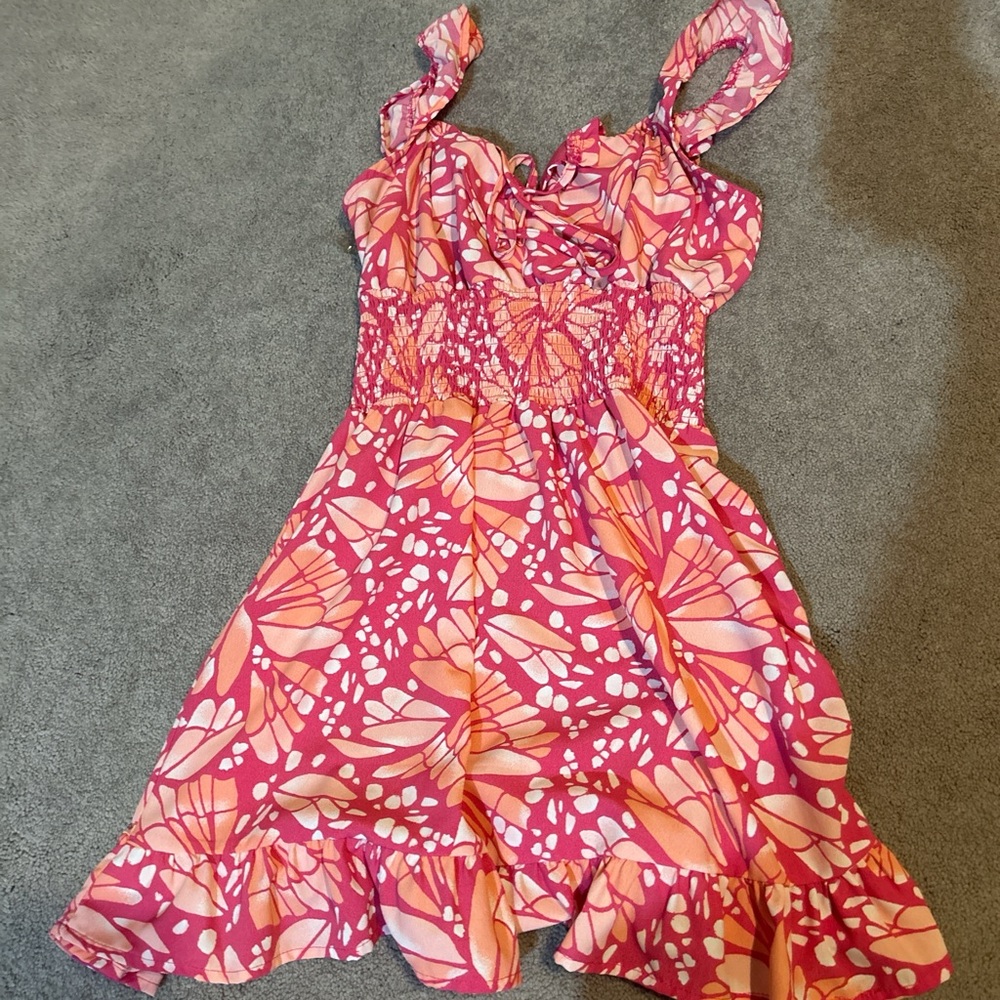 Pink and Orange Floral Kids Dress